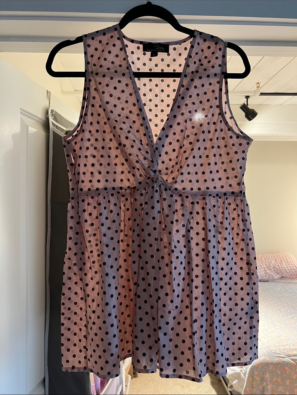 Suzanne Betro Pink Polka Dot Sleeveless Top